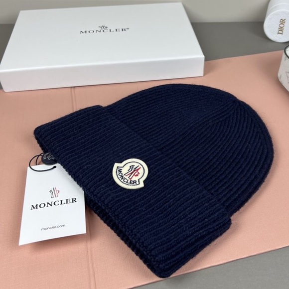 Moncler Navy Blue Beanie Hat - Picture 1 of 4